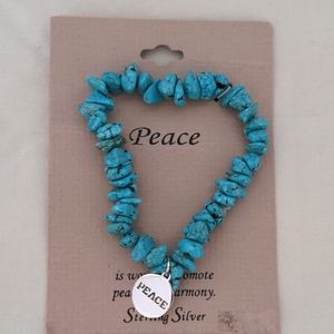 New Sterling Silver and Turquoise Peace Bracelet